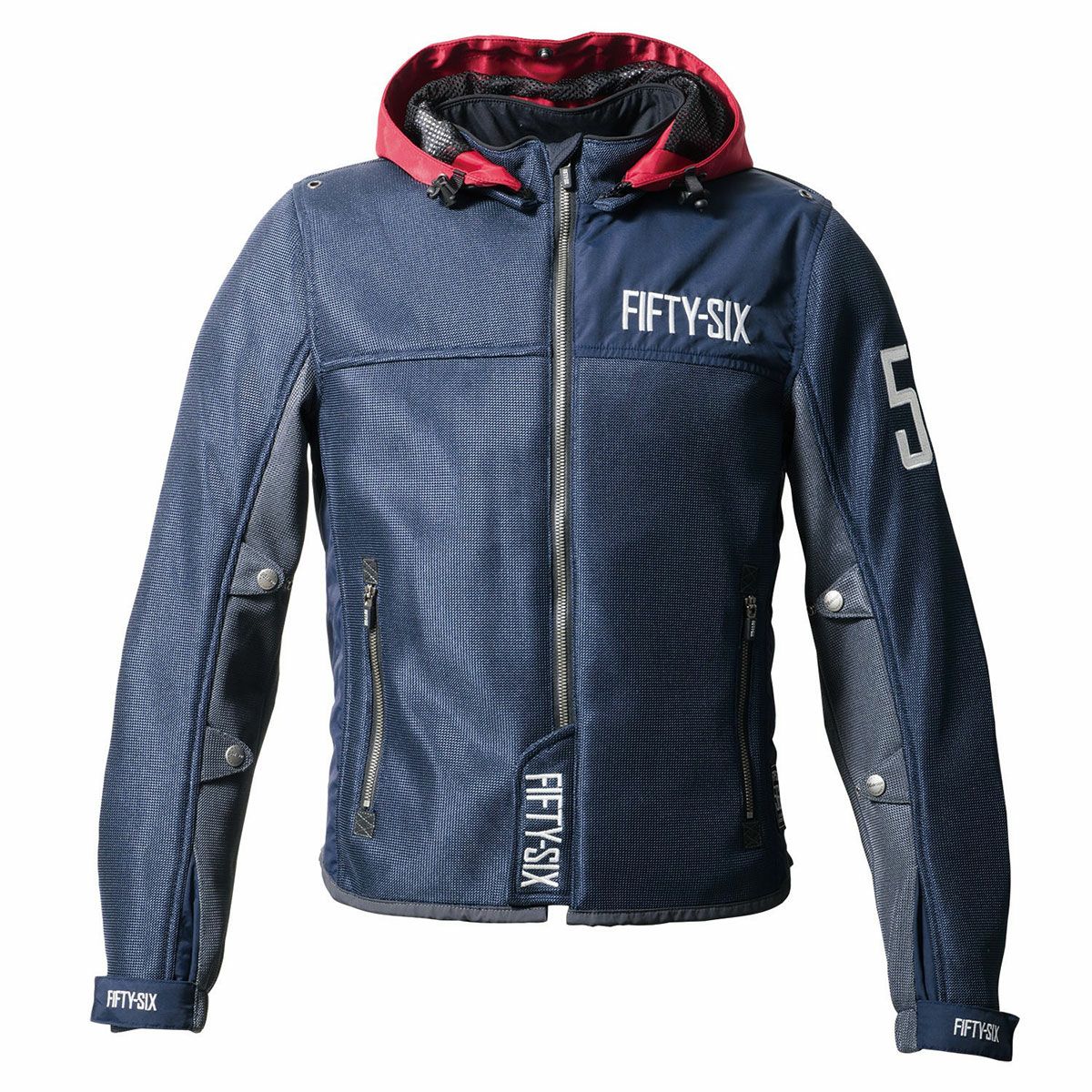 56design｜カラー フーディー メッシュ ジャケット 24｜メッシュ｜ネイビー×レッド