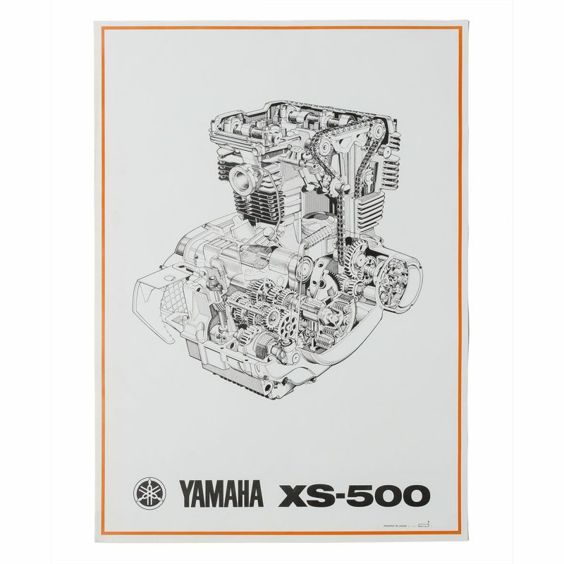 ONLY ONE LEGEND COLLECTION｜ヤマハ XS500 エンジン イラストレーション ヴィンテージポスター 4枚セット｜