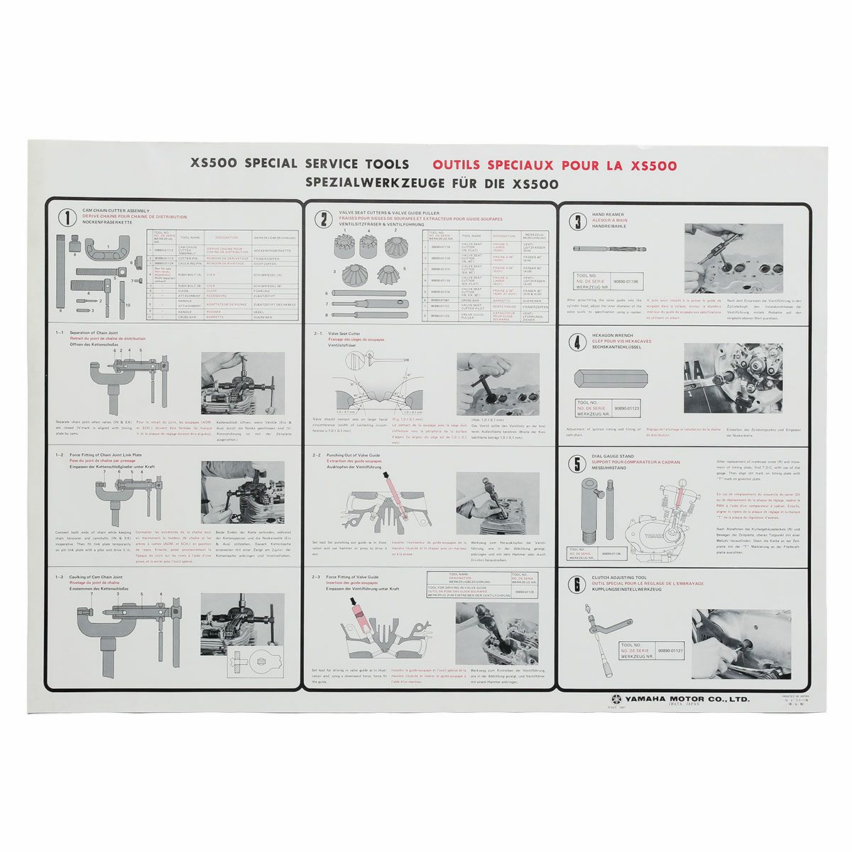 ONLY ONE LEGEND COLLECTION｜ヤマハ XS500 エンジン イラストレーション ヴィンテージポスター 4枚セット｜