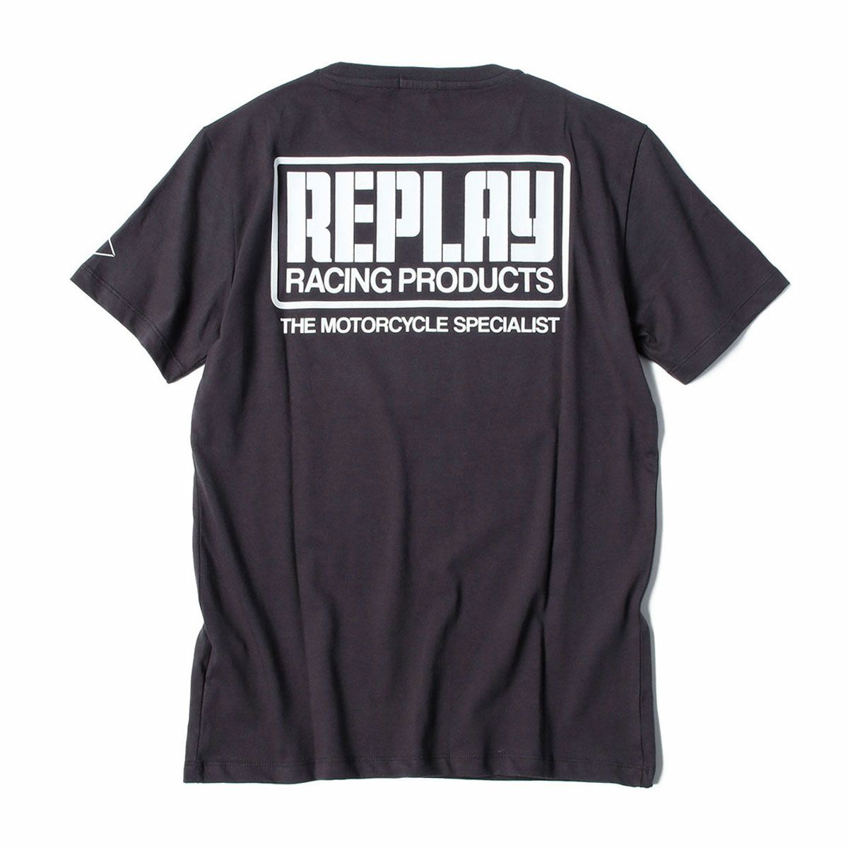 Replay｜レーシング プリント Tシャツ｜ニアリーブラック