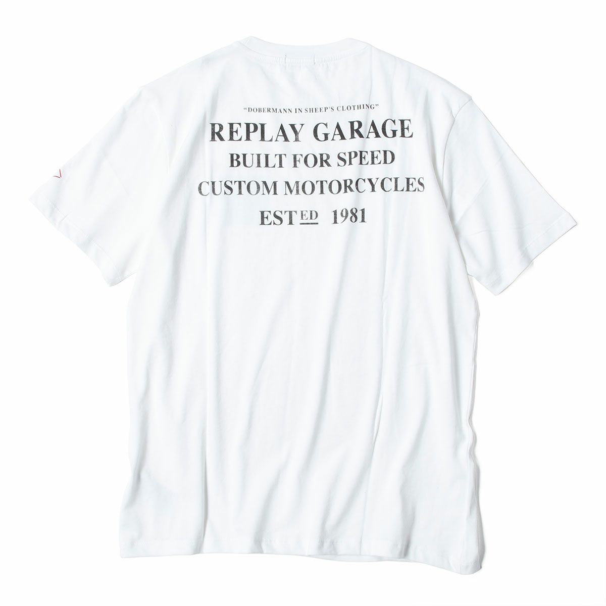 Replay｜モーターサイクル ドッグ プリント Ｔシャツ｜ホワイト