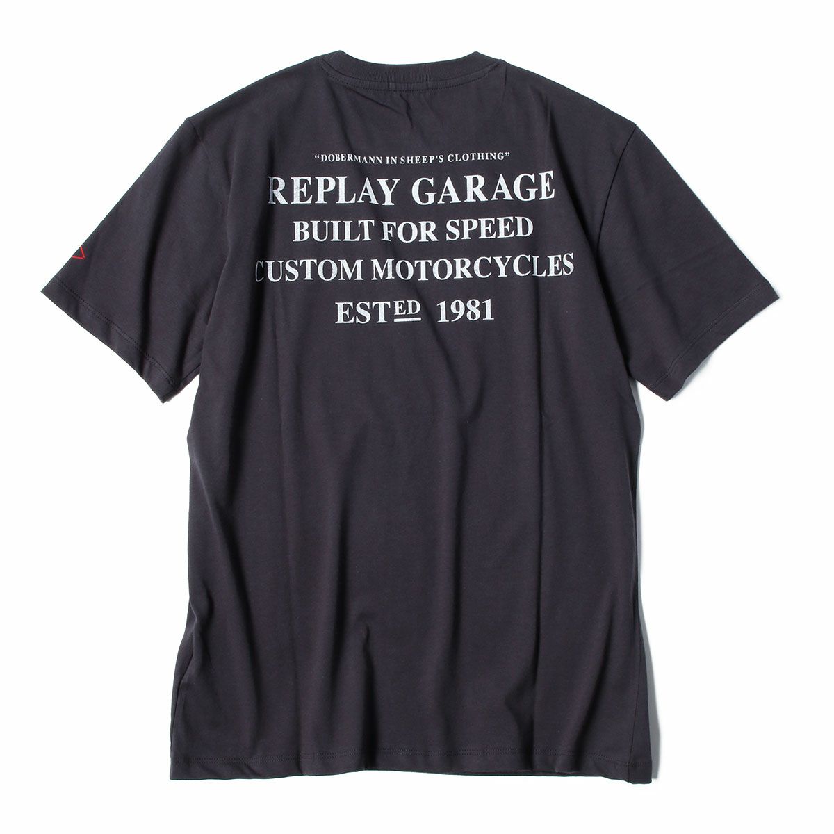 Replay｜モーターサイクル ドッグ プリント Ｔシャツ｜ニアリーブラック
