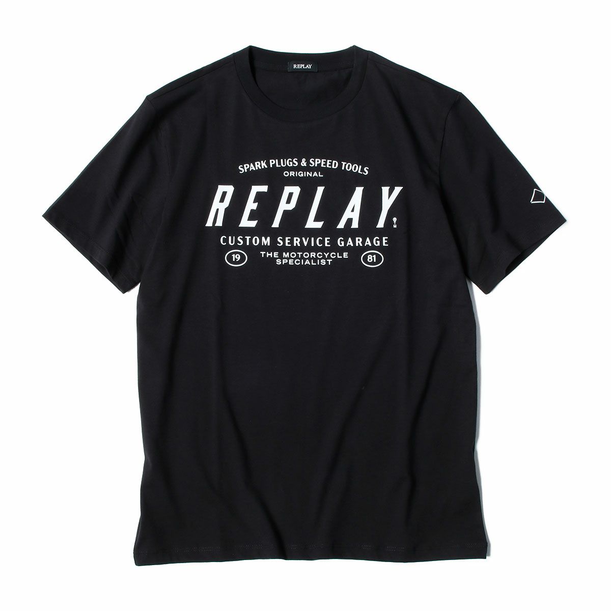 Replay｜カスタムガレージ プリント Ｔシャツ｜ブラック