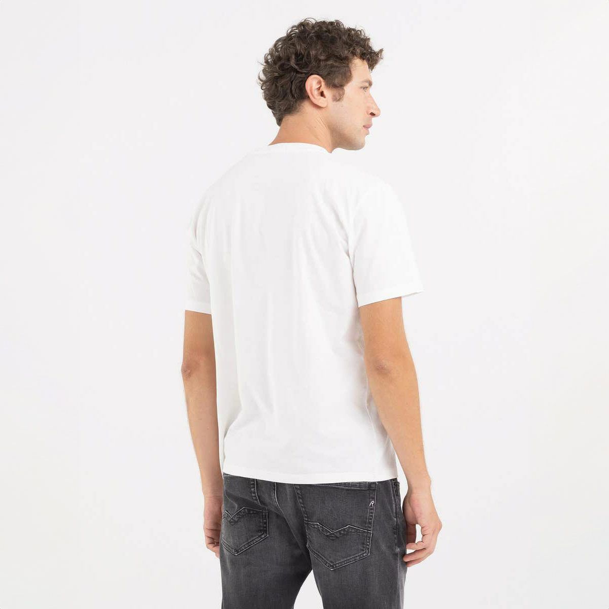 Replay｜カスタムガレージ プリント Ｔシャツ｜ホワイト｜モデル着用