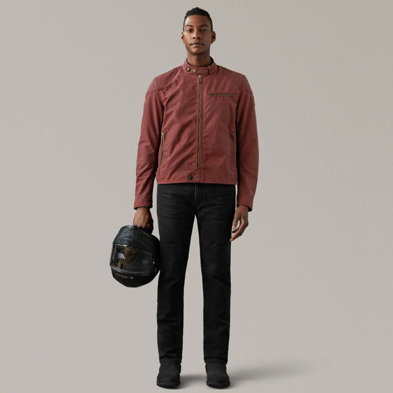 BELSTAFF｜アリエル モーターサイクル ジャケット｜ファブリック｜レーシングレッド｜モデル着用
