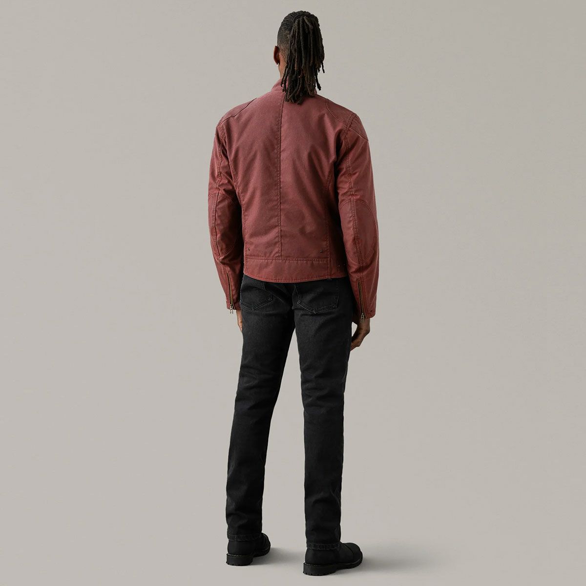 BELSTAFF｜アリエル モーターサイクル ジャケット｜ファブリック｜レーシングレッド｜モデル着用