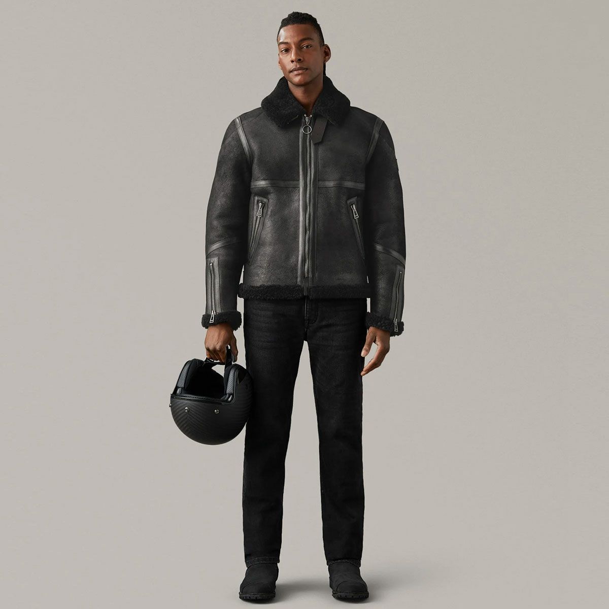 BELSTAFF｜センテナリー ヴァリアント ジャケット｜レザー｜ブラック｜モデル着用