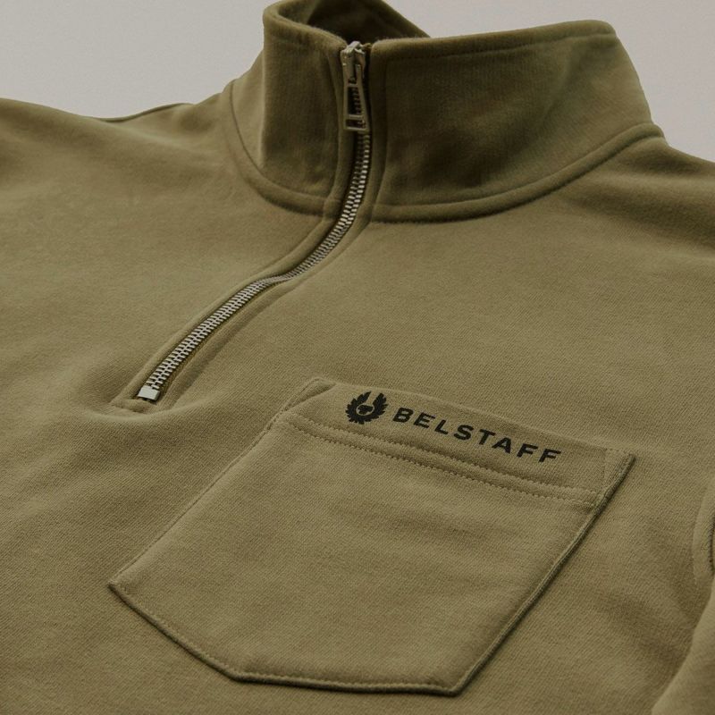 BELSTAFF｜クォーター ジップ ジャージ｜スウェット｜ベルスタッフオリーブ