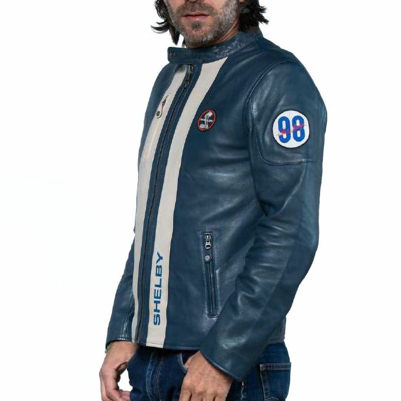 CLASSIC LEGEND MOTORS｜シェルビー レザー ジャケット｜アウター｜ロイヤルブルー｜モデル着用