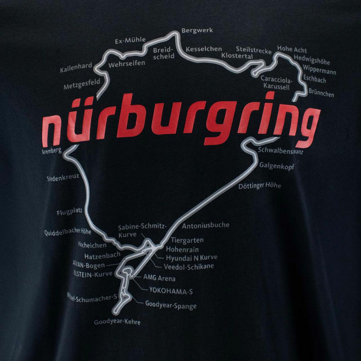 Nurburgring｜ニュルブルクリンク RACETRACK Tシャツ｜ブラック