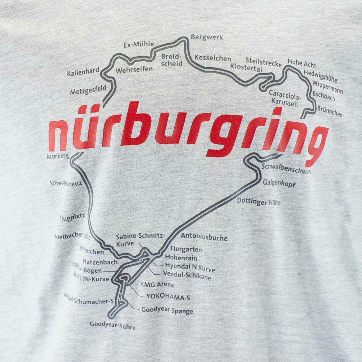 Nurburgring｜ニュルブルクリンク RACETRACK Tシャツ｜グレー