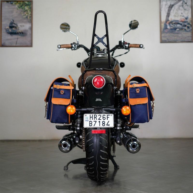 Trip Machine｜エクスペディション サドルバッグ （左右ペア）｜サイドバッグ｜ブルー×タン｜使用イメージ