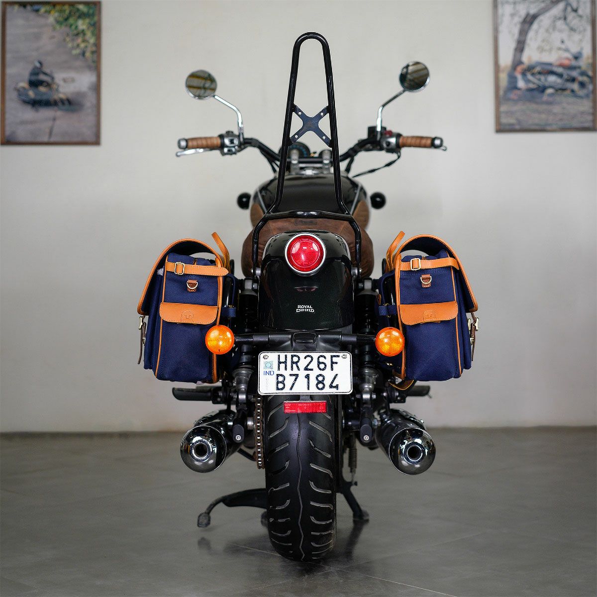 Trip Machine｜エクスペディション サドルバッグ （左右ペア）｜サイドバッグ｜ブルー×タン｜使用イメージ