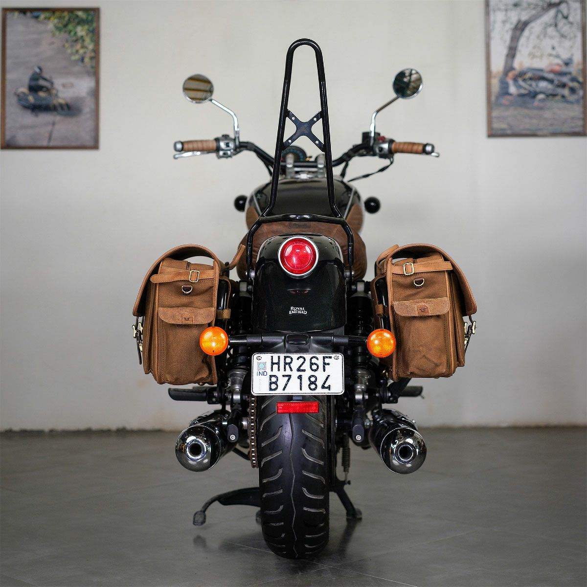 Trip Machine｜エクスペディション サドルバッグ （左右ペア）｜サイドバッグ｜ブラウン×タバコ｜使用イメージ