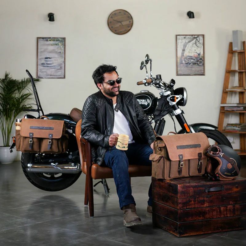 Trip Machine｜エクスペディション サドルバッグ （左右ペア）｜サイドバッグ｜ブラウン×タバコ｜使用イメージ