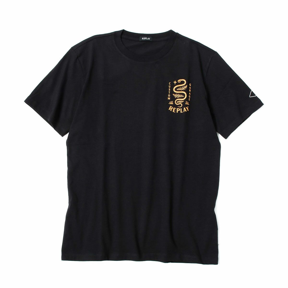 Replay｜カスタムガレージ スネーク プリント Ｔシャツ｜ブラック