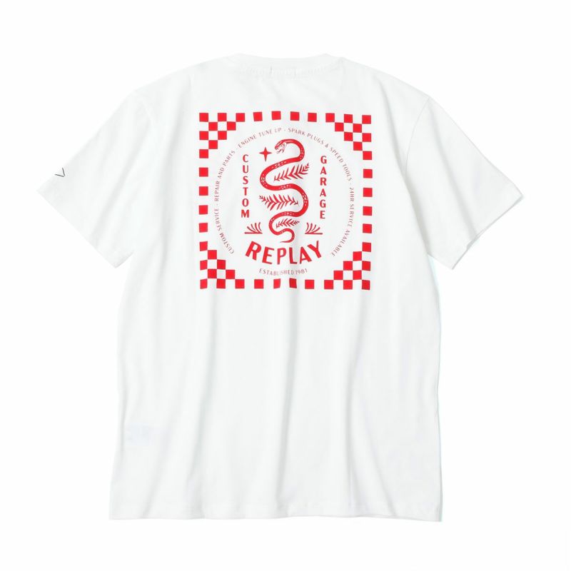 Replay｜カスタムガレージ スネーク プリント Ｔシャツ｜ホワイト