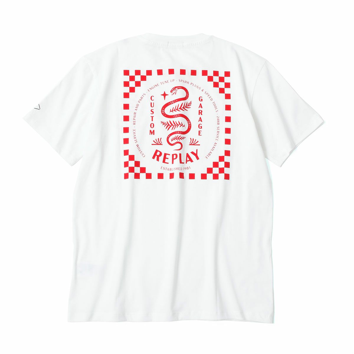 Replay｜カスタムガレージ スネーク プリント Ｔシャツ｜ホワイト
