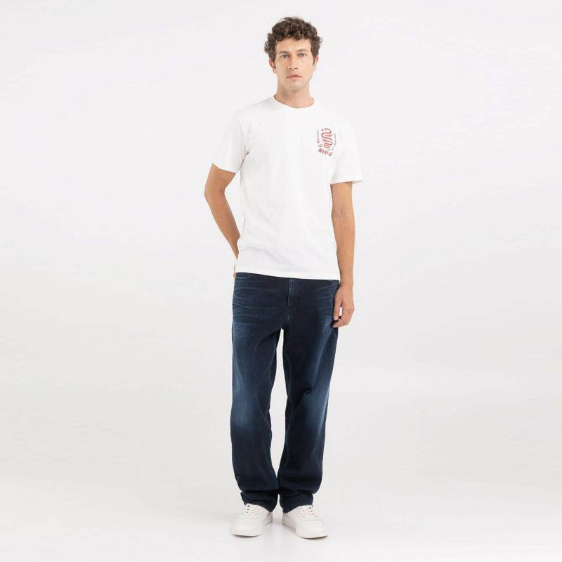 Replay｜カスタムガレージ スネーク プリント Ｔシャツ｜ホワイト｜モデル着用