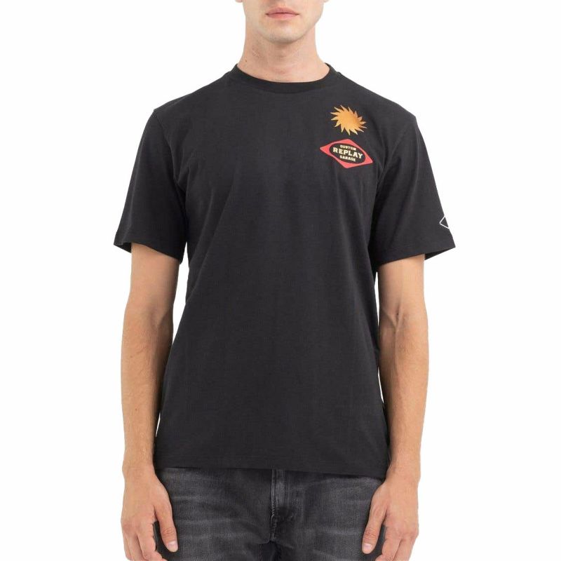 Replay｜カスタムガレージ プリント Ｔシャツ｜ブラック｜モデル着用