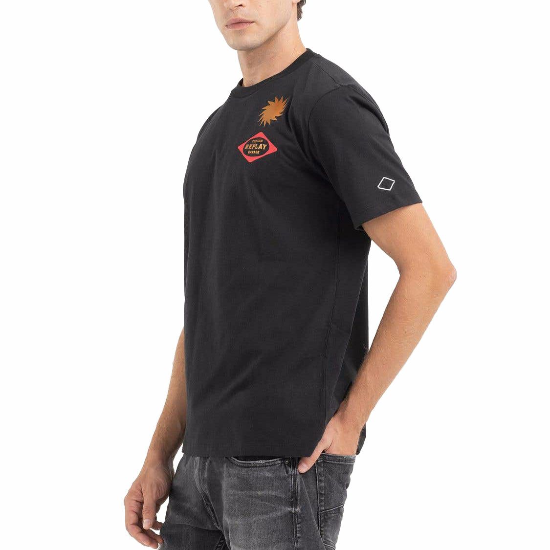 Replay｜カスタムガレージ プリント Ｔシャツ｜ブラック｜モデル着用