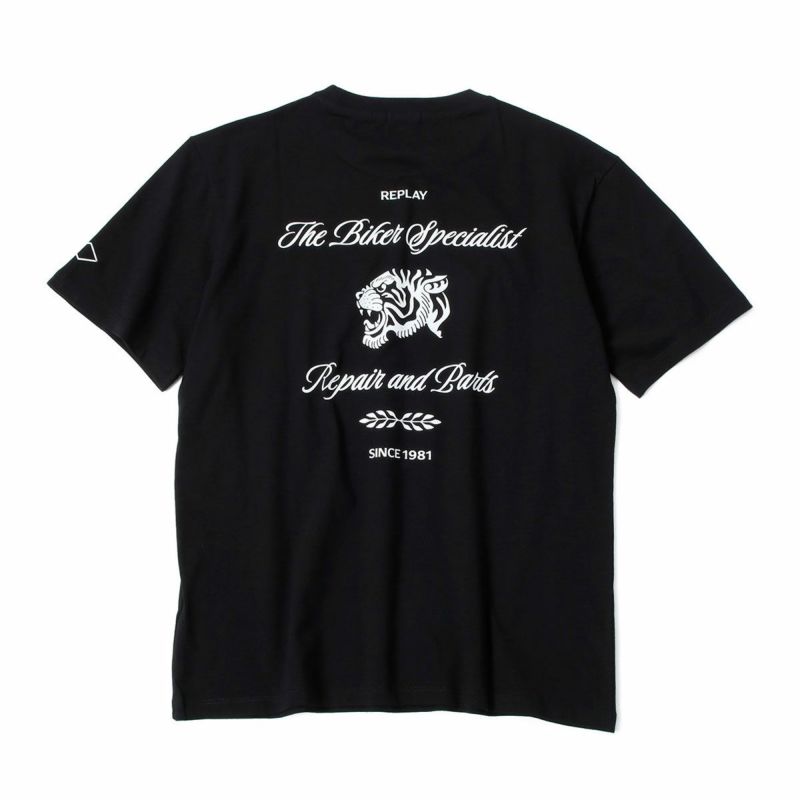Replay｜カスタムガレージ タイガー プリント Ｔシャツ｜ブラック