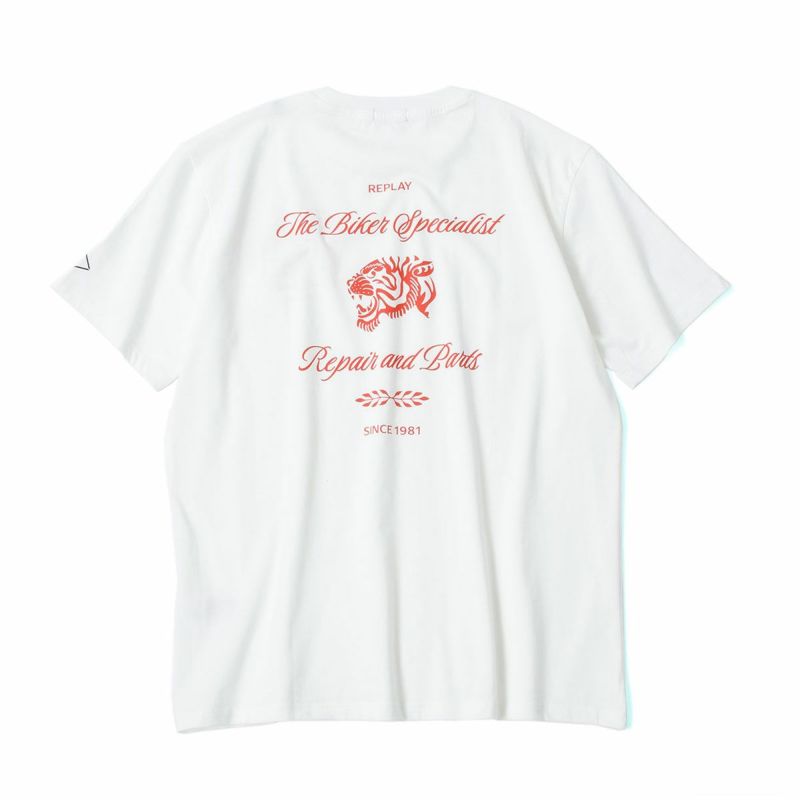 Replay｜カスタムガレージ タイガー プリント Ｔシャツ｜ナチュラルホワイト