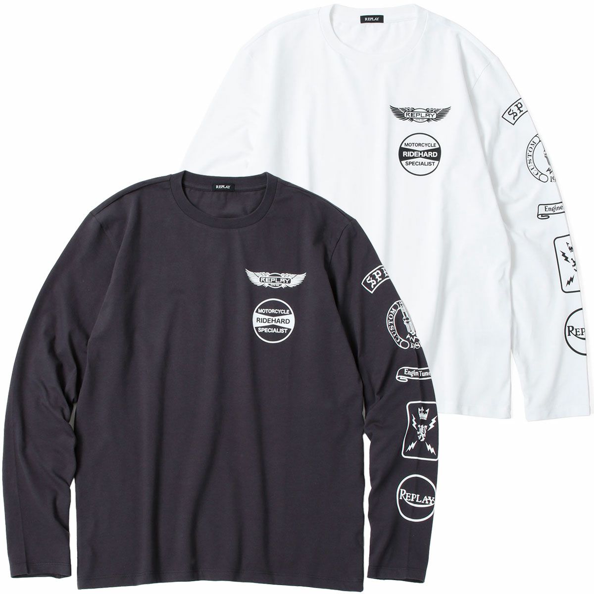 Replay｜オープンエンドジャージーモーターサイクルロングTシャツ｜ロングスリーブ