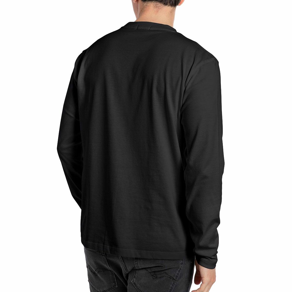 Replay｜オープンエンドジャージーモーターサイクルロングTシャツ｜ロングスリーブ｜ニアリーブラック｜モデル着用