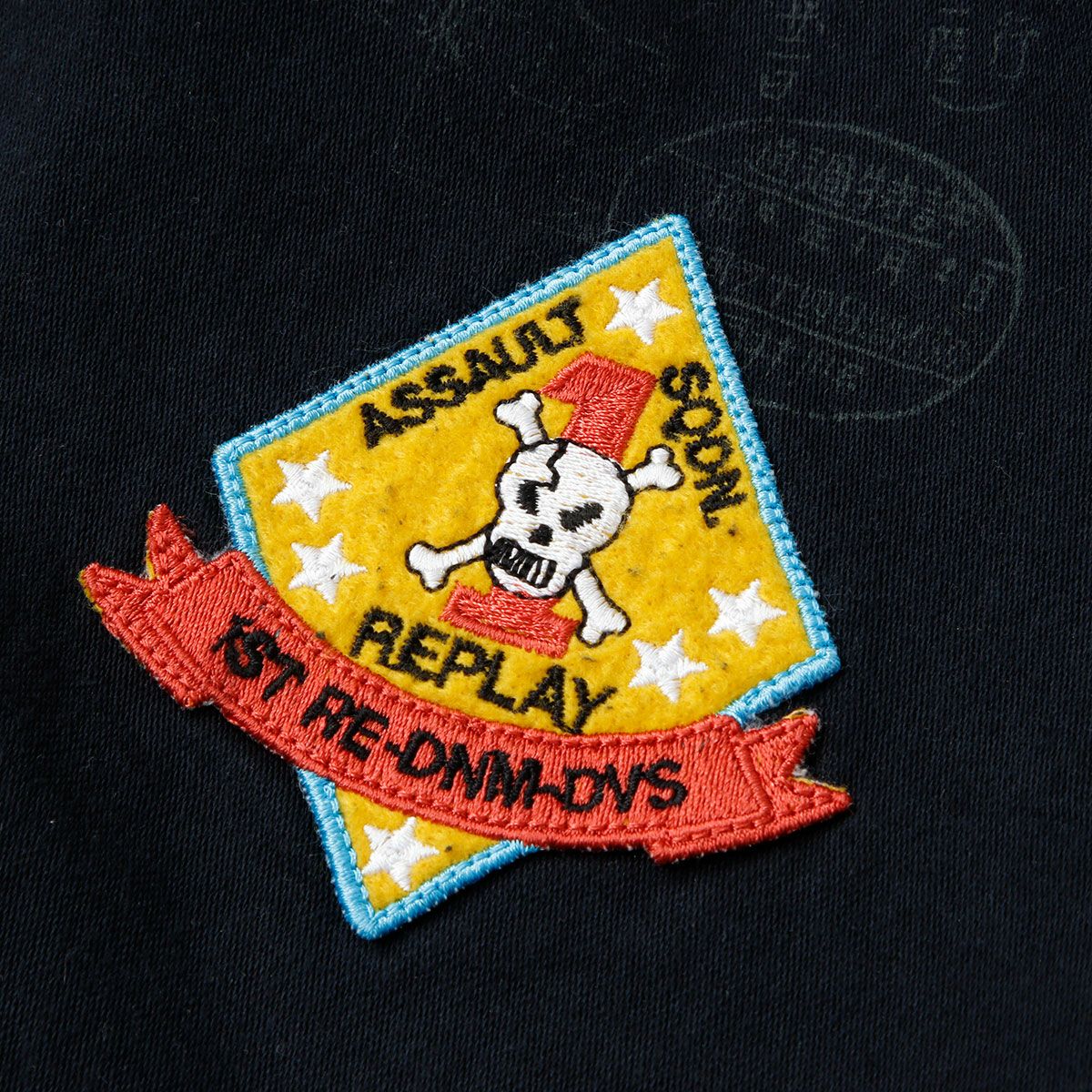 Replay｜プリント＆パッチ オーバーシャツ｜チャコール