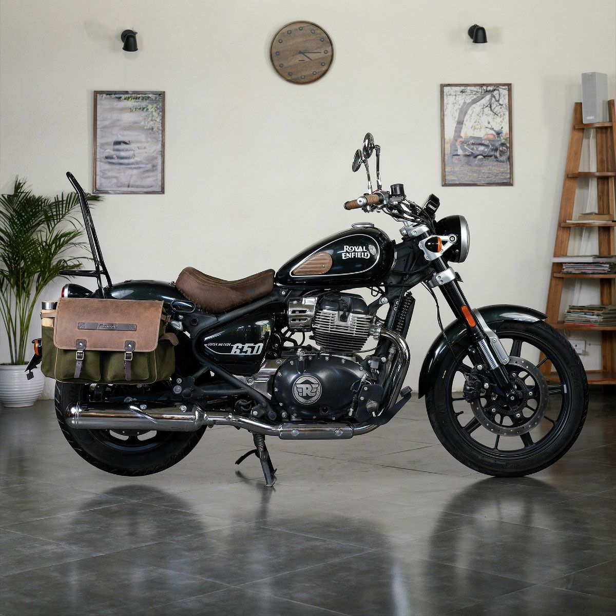 Trip Machine｜エクスペディション サドルバッグ｜サイドバッグ｜グリーン×タン｜使用イメージ