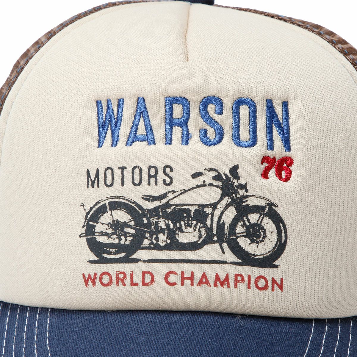 Warson Motors｜モーターサイクル 76 キャップ｜帽子｜ホワイト×ブルー