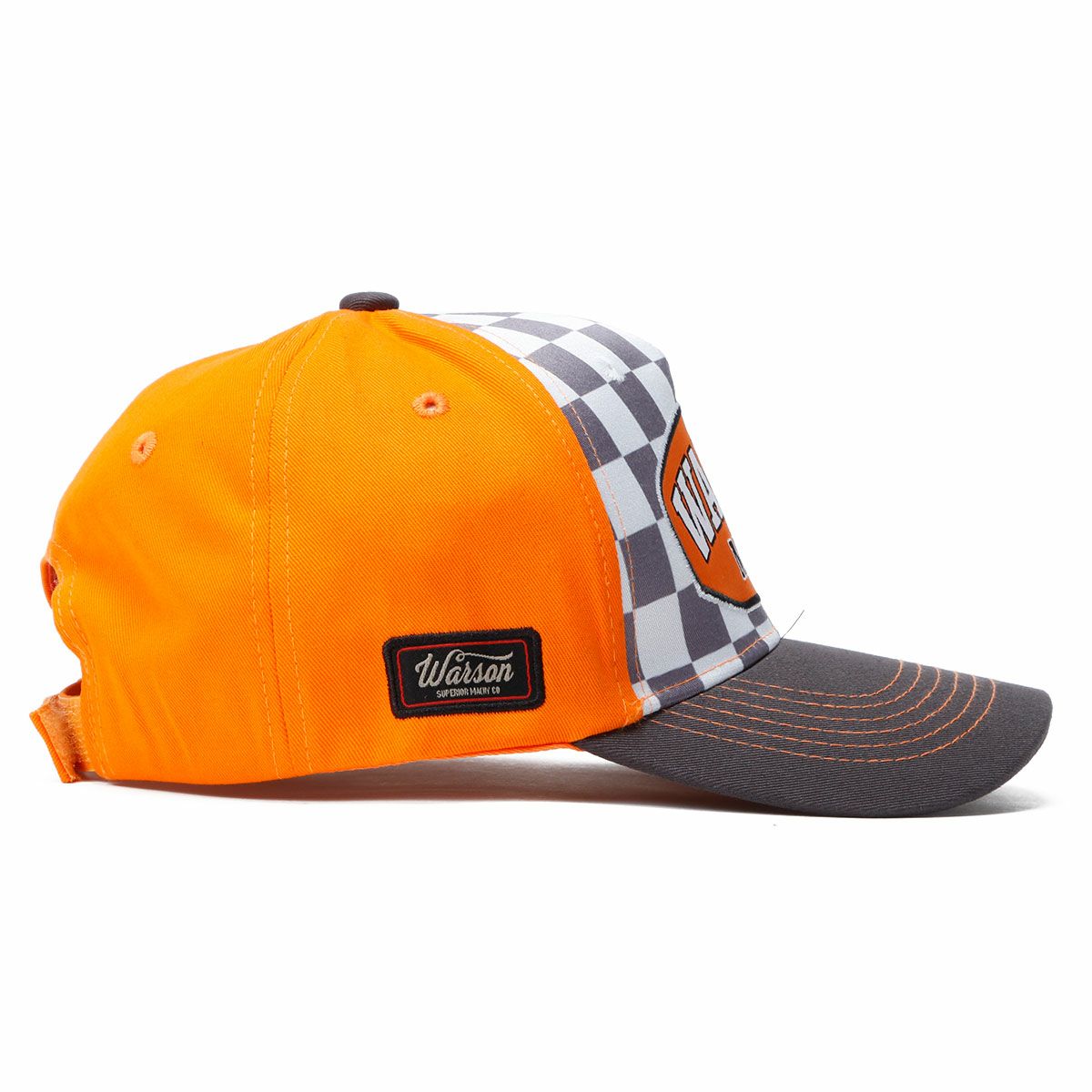 Warson Motors｜チェッカーボード キャップ｜帽子｜オレンジ