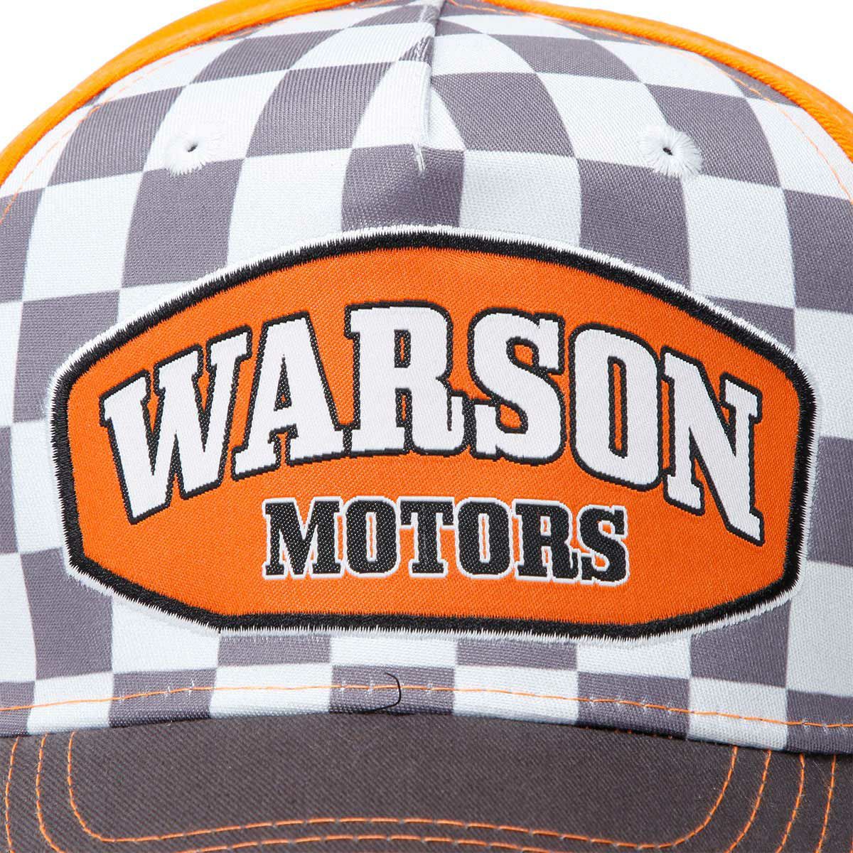 Warson Motors｜チェッカーボード キャップ｜帽子｜オレンジ