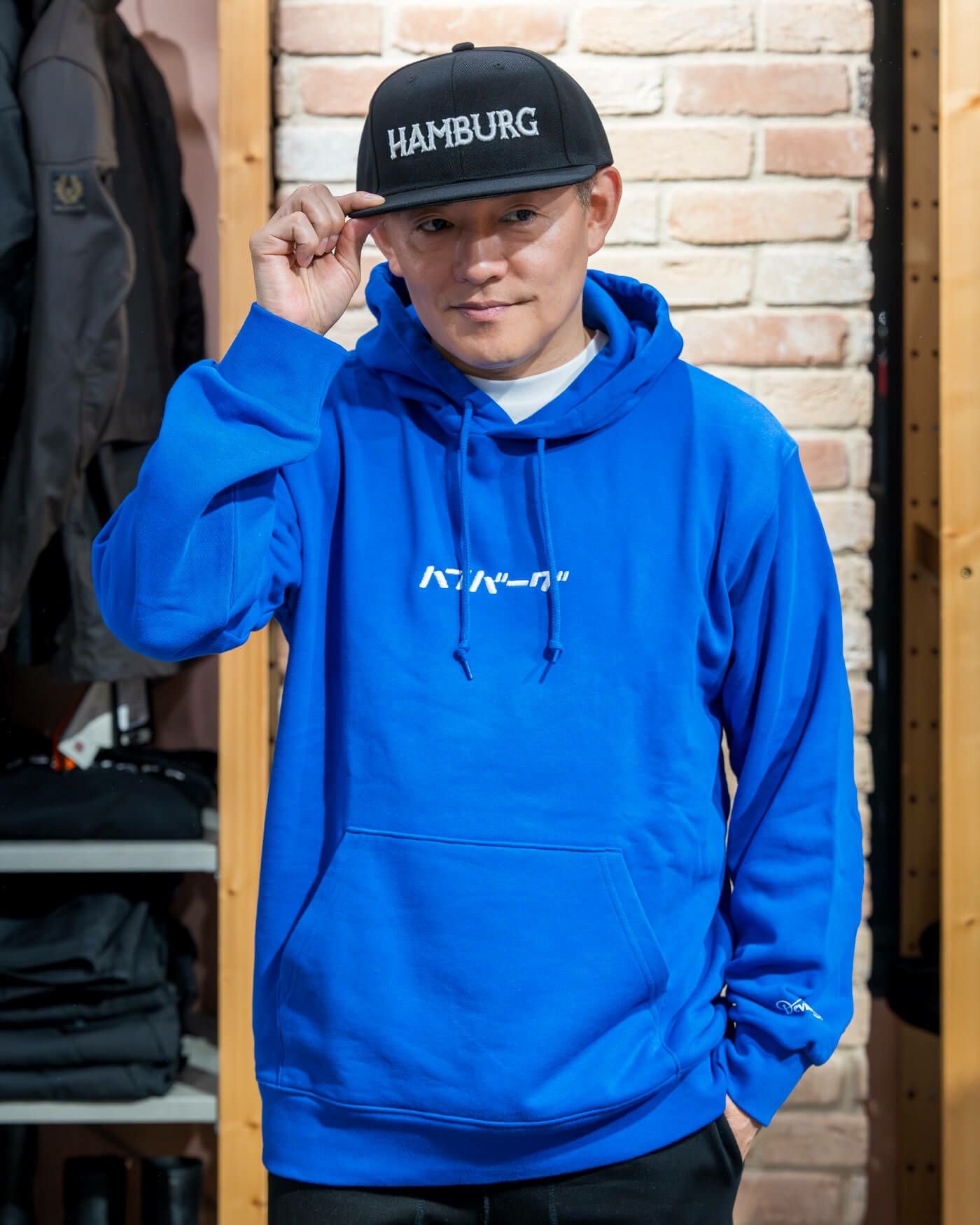 ハンバーグ師匠 x DEVILOCK｜HAMBURG CAP｜帽子｜ブラック×ホワイト｜モデル着用