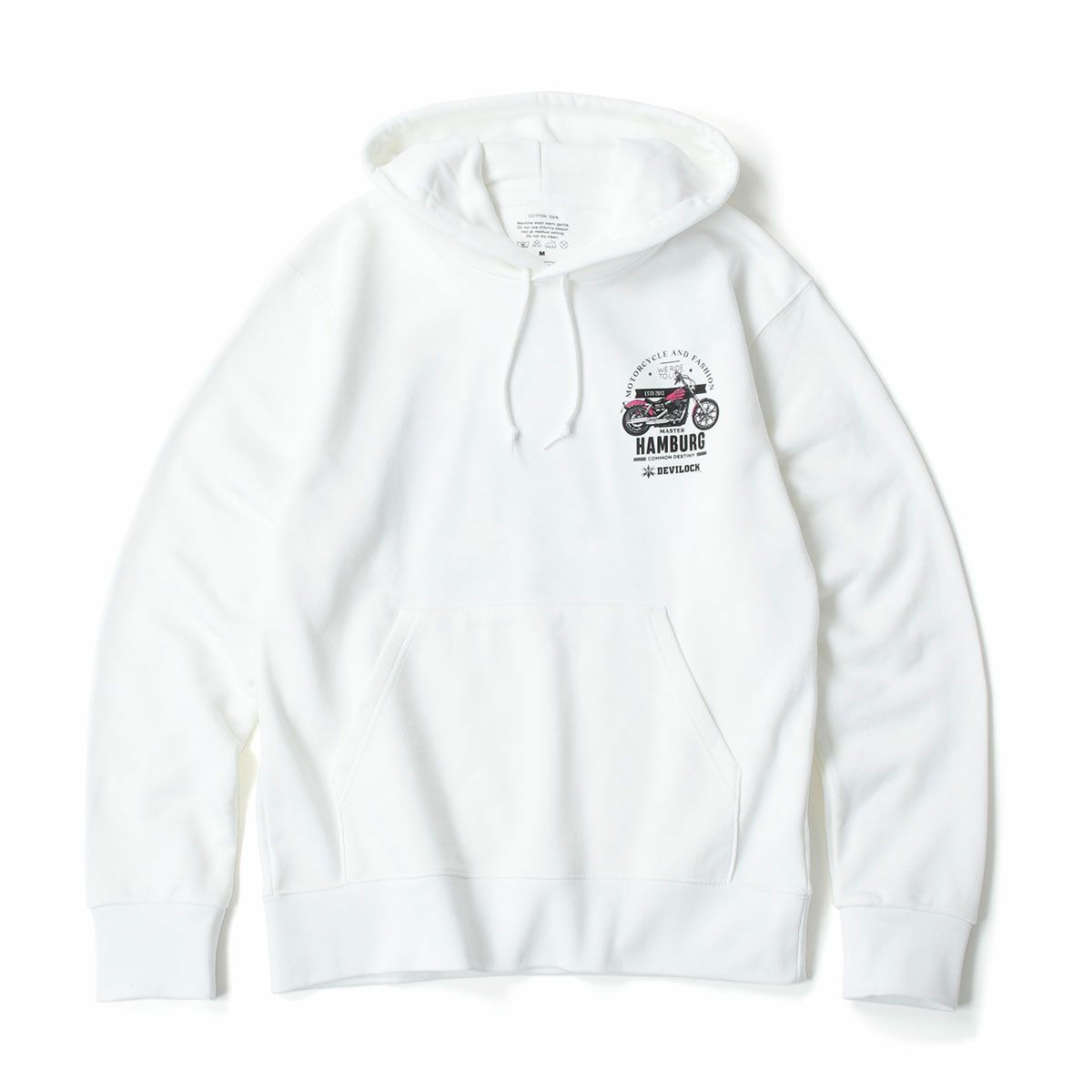 ハンバーグ師匠 x DEVILOCK｜BIKE HOODIE｜フーディ｜ホワイト