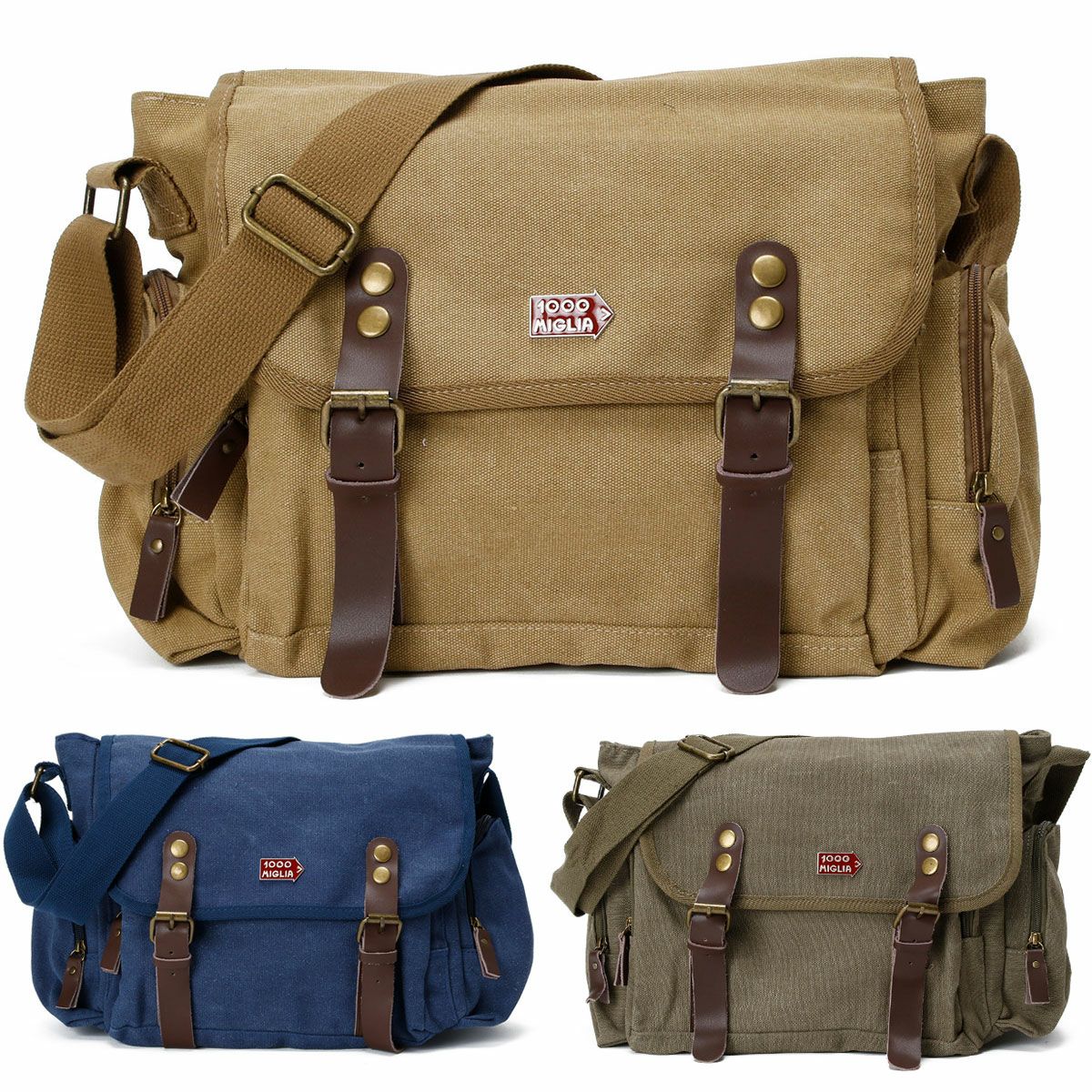 Mille Miglia｜ミッレミリア キャンバス コットン ショルダーバッグ｜