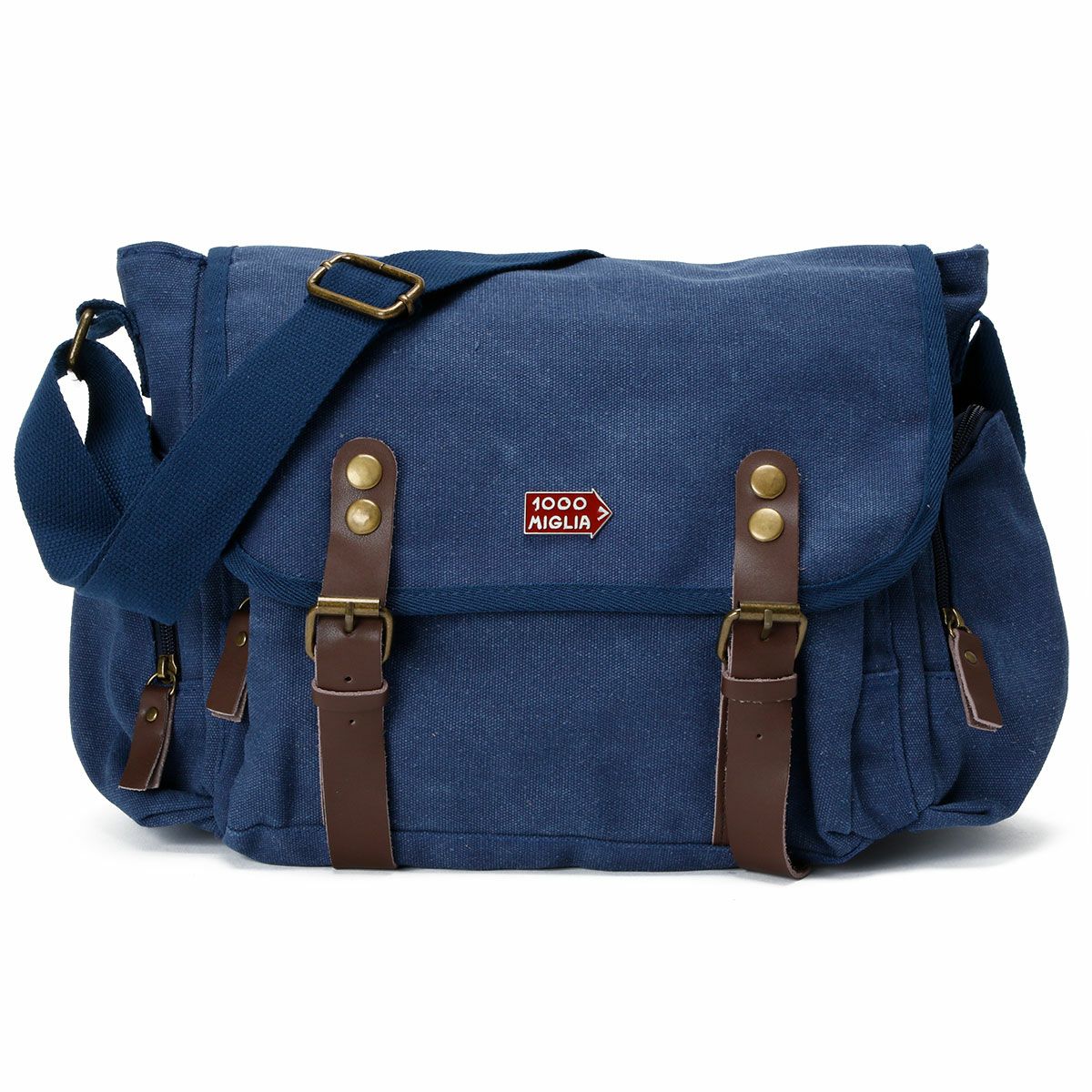 Mille Miglia｜ミッレミリア キャンバス コットン ショルダーバッグ｜ブルー