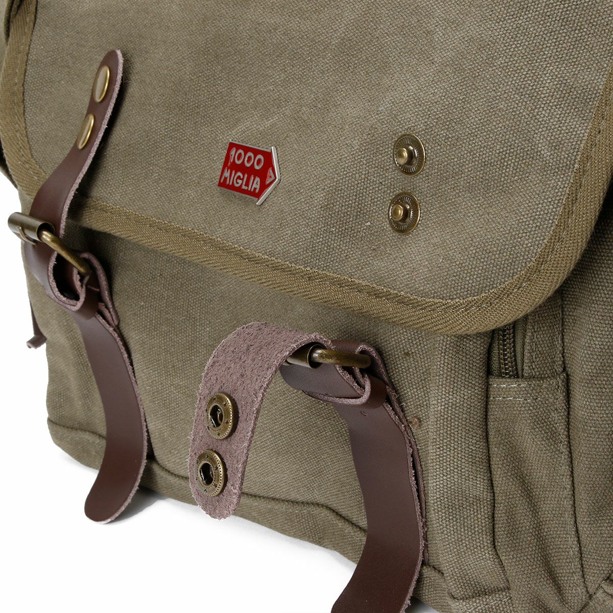 Mille Miglia｜ミッレミリア キャンバス コットン ショルダーバッグ｜グリーン