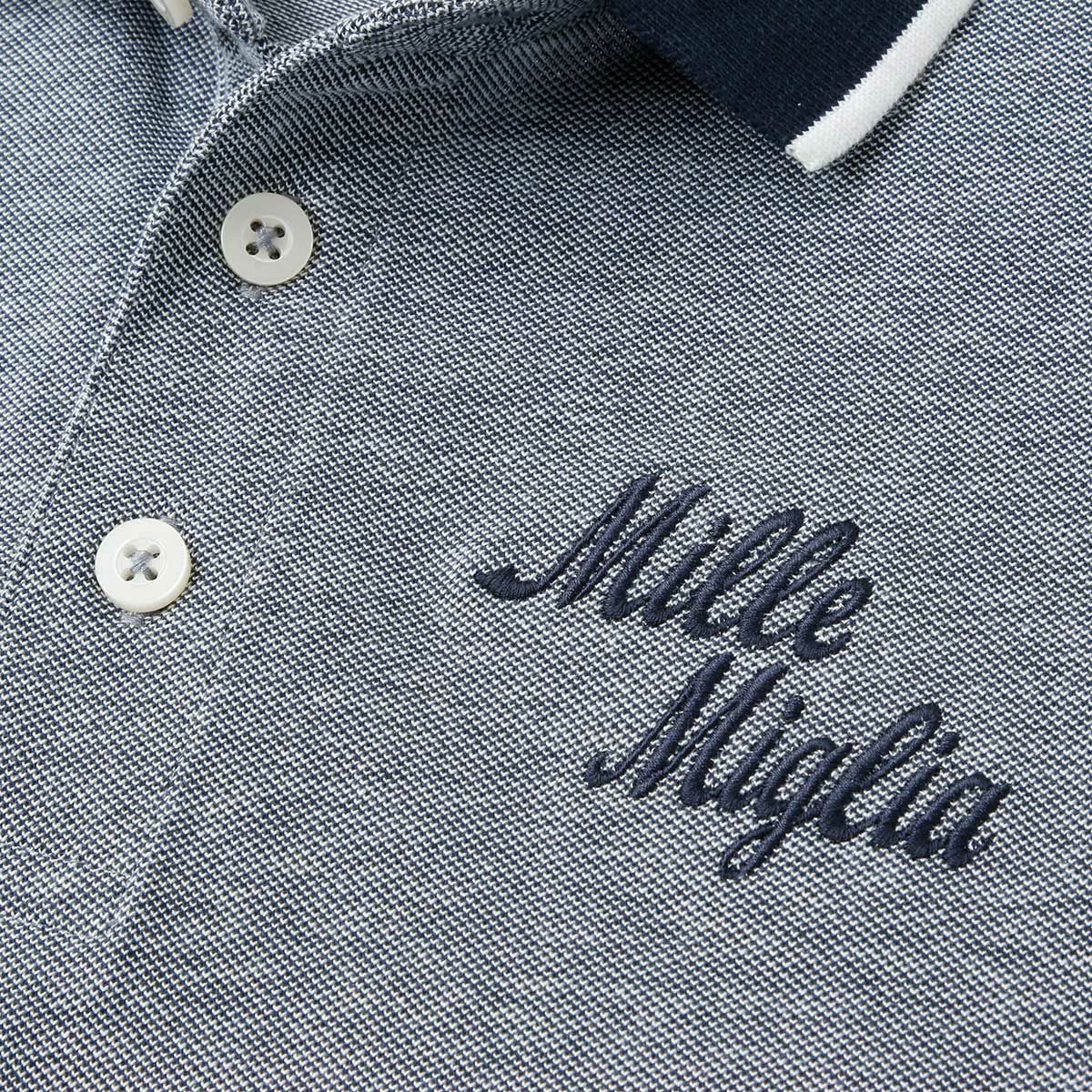 Mille Miglia｜ミッレミリア ツートン ポロ｜ポロシャツ｜メランジ×ブルー