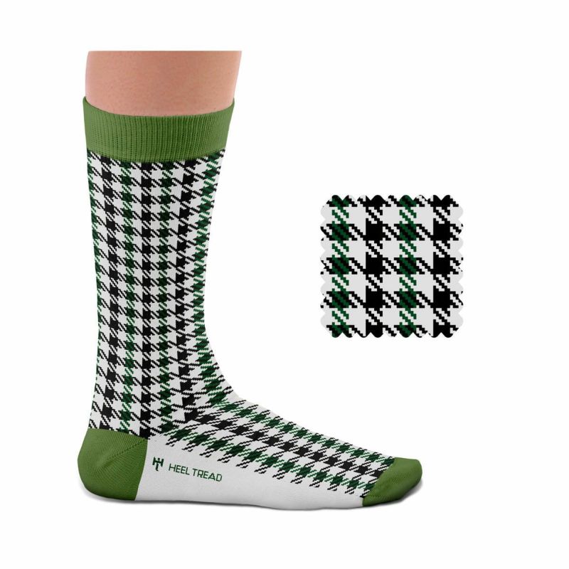 HEEL TREAD｜Pepita ソックス｜ブラック×グリーン