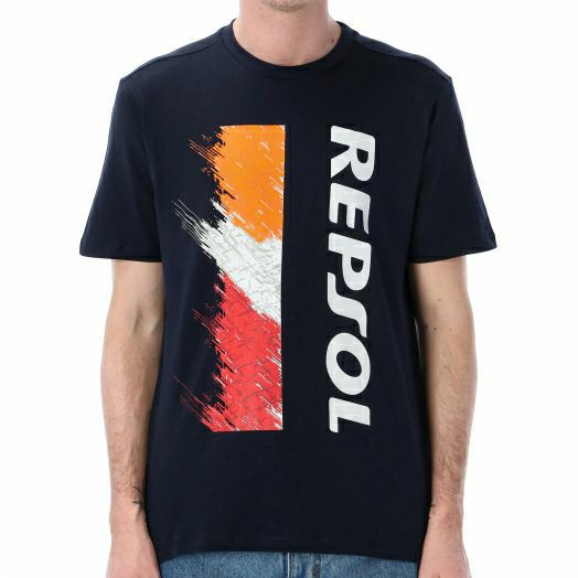 REPSOL HONDA｜レプソル オフィシャル バーティカル Tシャツ｜ブルー｜モデル着用