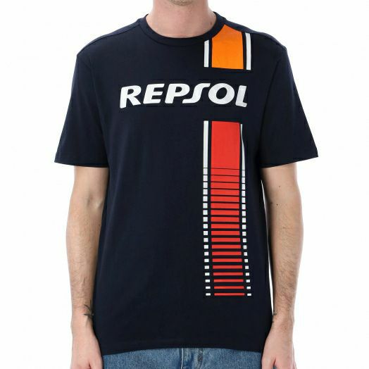 REPSOL HONDA｜レプソル オフィシャル ストライプ Tシャツ｜ブルー｜モデル着用