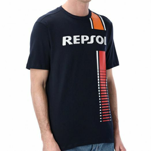 REPSOL HONDA｜レプソル オフィシャル ストライプ Tシャツ｜ブルー｜モデル着用