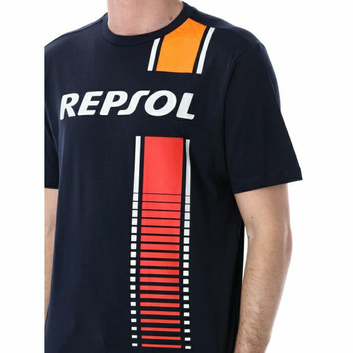 REPSOL HONDA｜レプソル オフィシャル ストライプ Tシャツ｜ブルー｜モデル着用