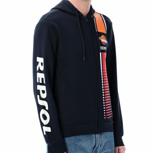 REPSOL HONDA｜レプソル オフィシャル ストライプ フーディー｜ブルー｜モデル着用