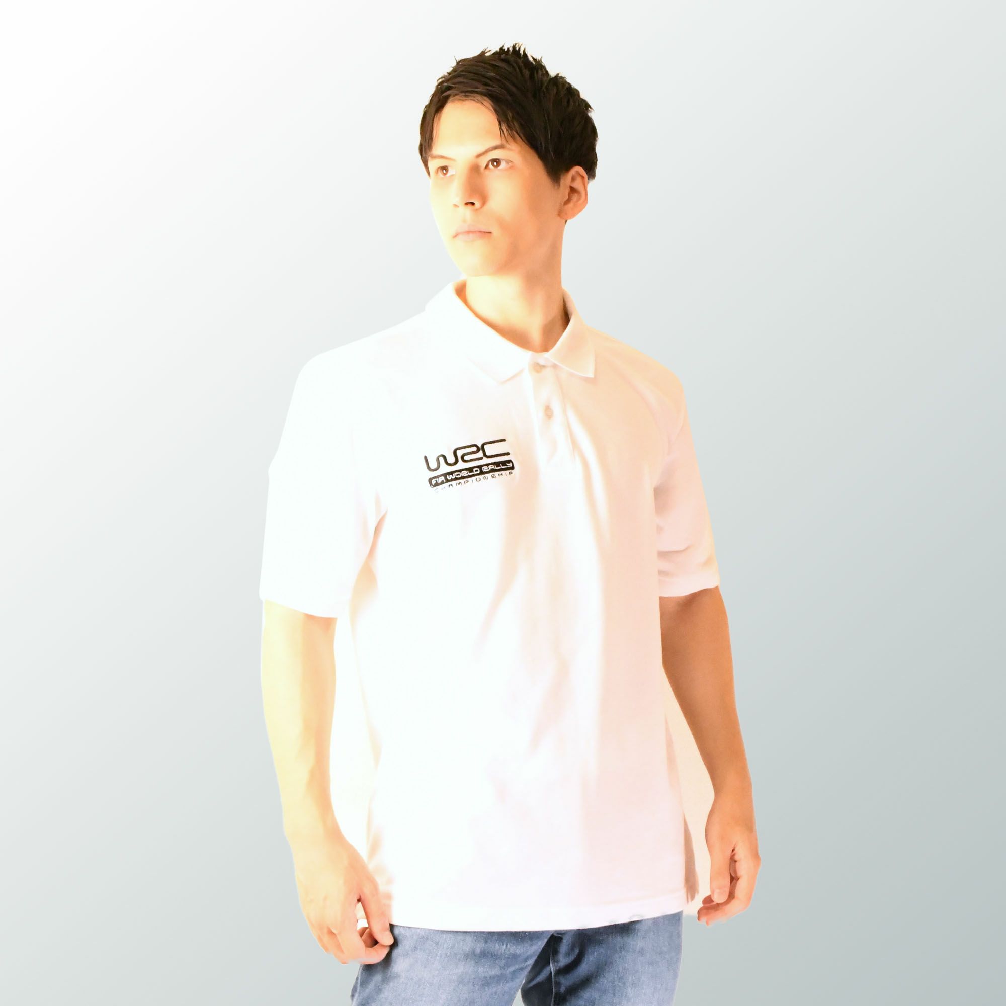 WRC｜WRC ポロシャツ｜ホワイト｜モデル着用
