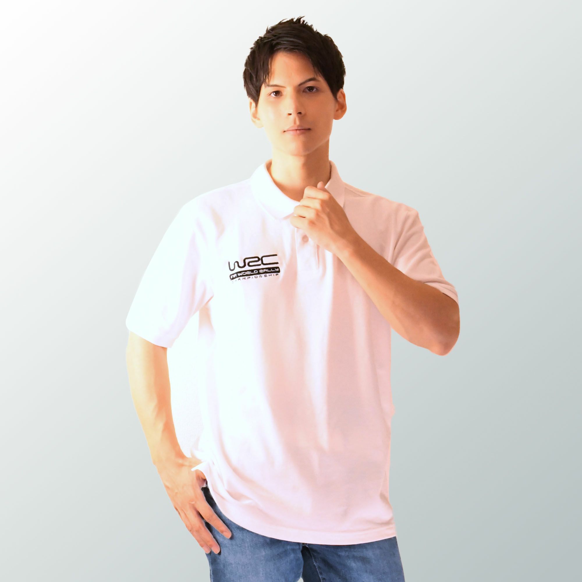 WRC｜WRC ポロシャツ｜ホワイト｜モデル着用