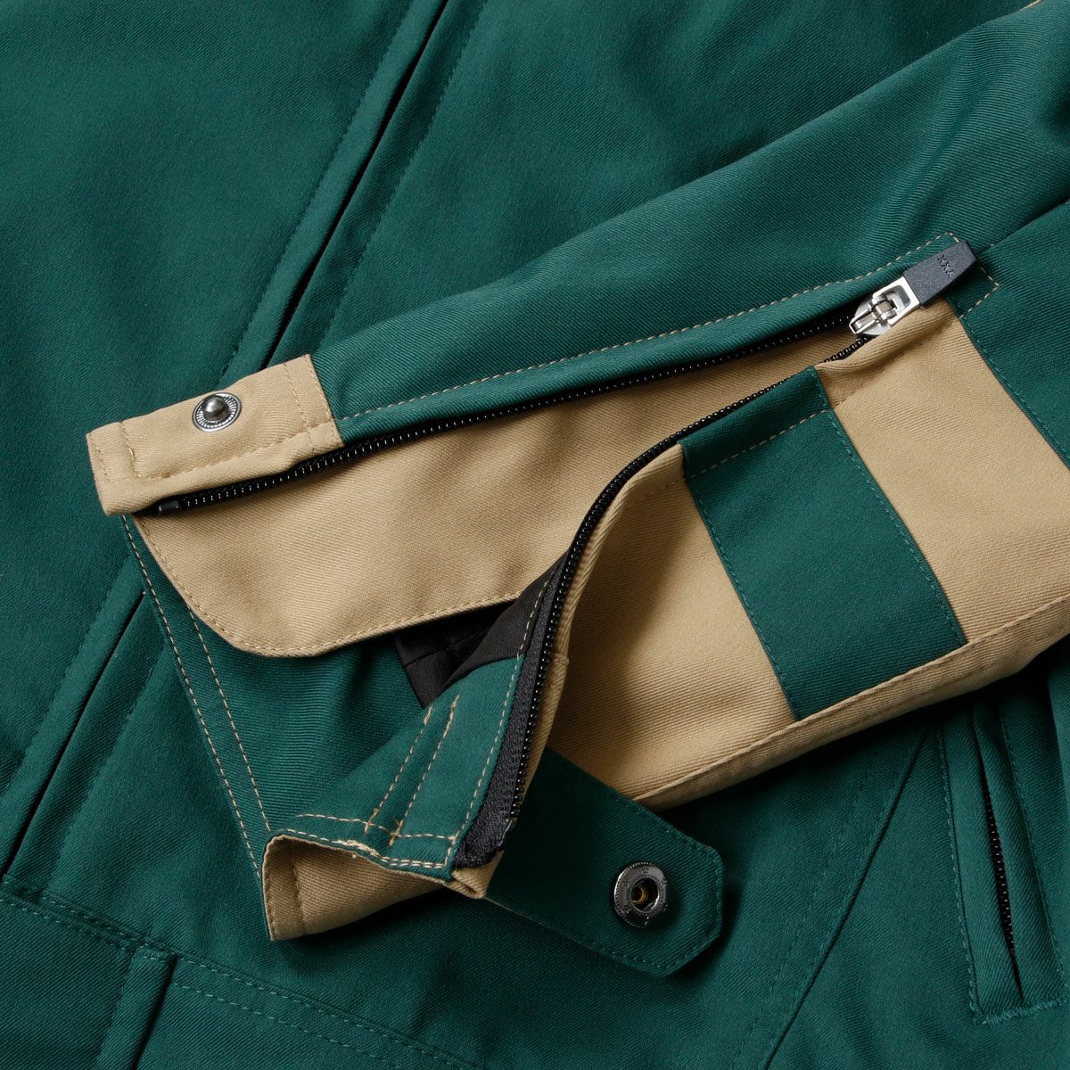 SHINICHIRO ARAKAWA｜H33 n フーディ｜ファブリック｜グリーン×キャメル