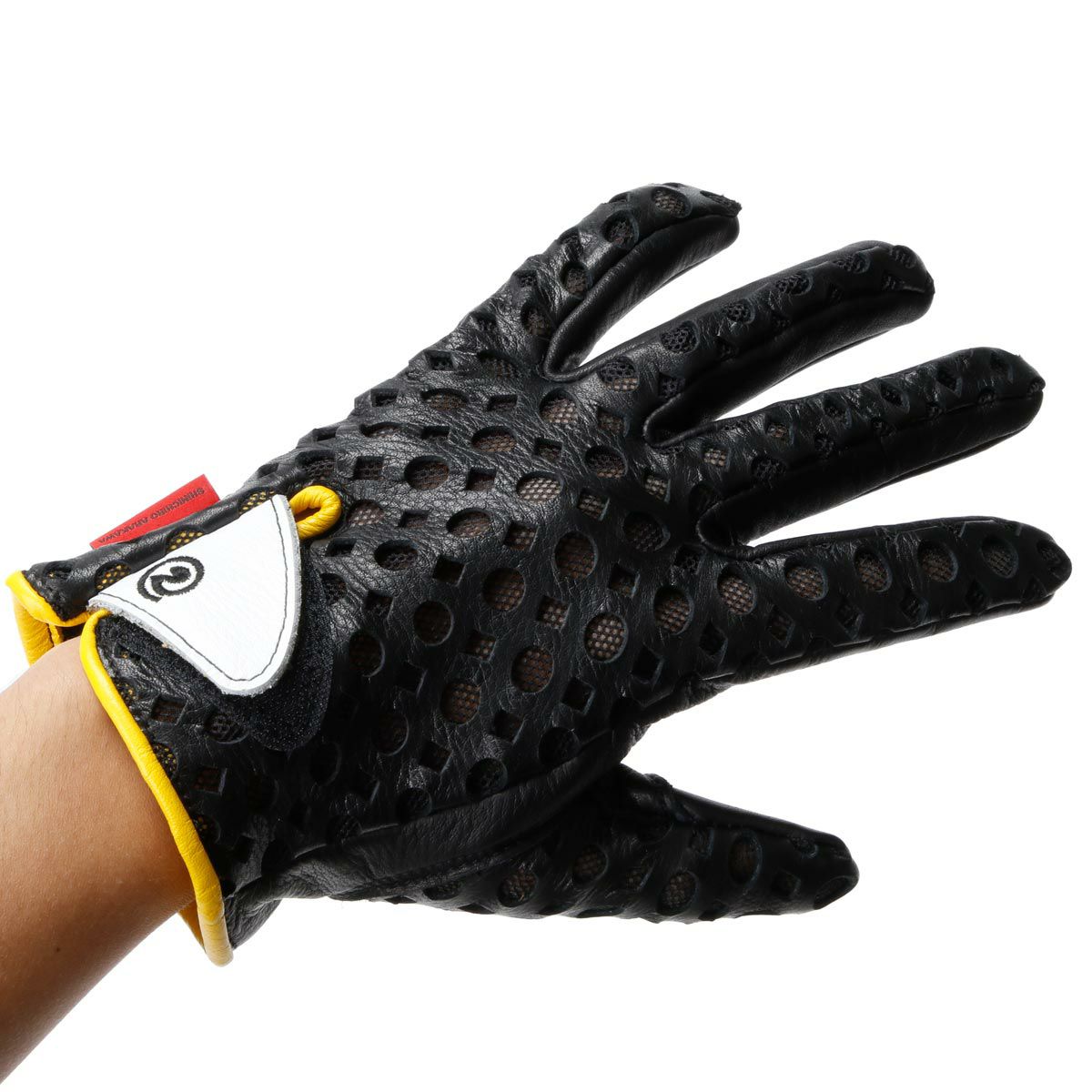 SHINICHIRO ARAKAWA｜グローブ D+MM｜ロング｜ブラック×ブラック×イエロー｜モデル着用